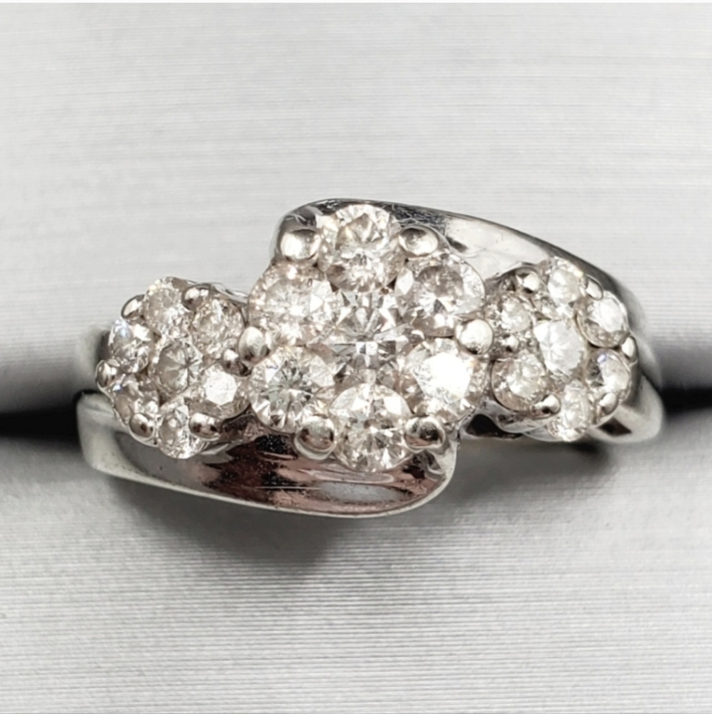 White Gold Diamond Flower Cluster Ring